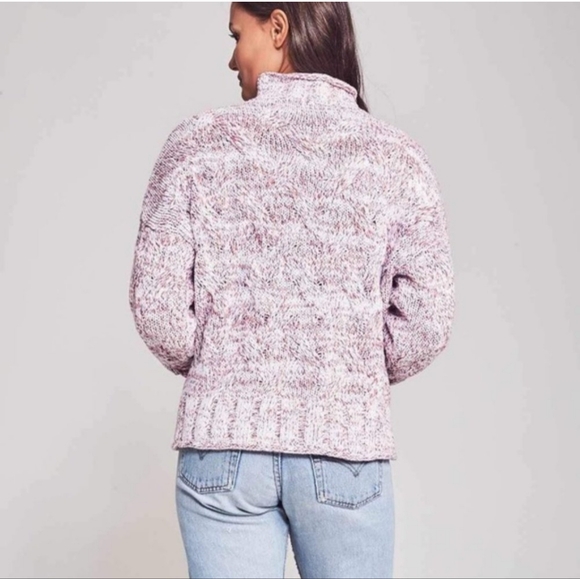 Faherty Jem Marled Cable Sweater Cream/Red Marled size S - Picture 3 of 7